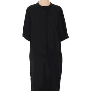 CAARA Solid Black Casual Dress XS Hidden Buttons